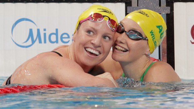 What a night: Emily Seebohm (left) and  Madison Wilson finished first and second in the women's 100m backstroke final.