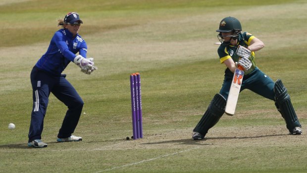 Alex Blackwell at the crease for Australia in Taunton, England.