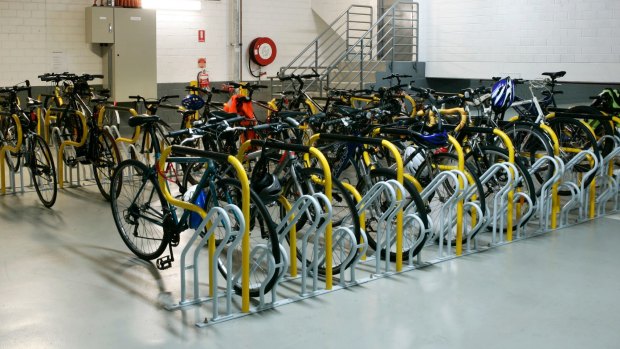 Bike racks are now an integral part of an office tower's end-of- trip facilities