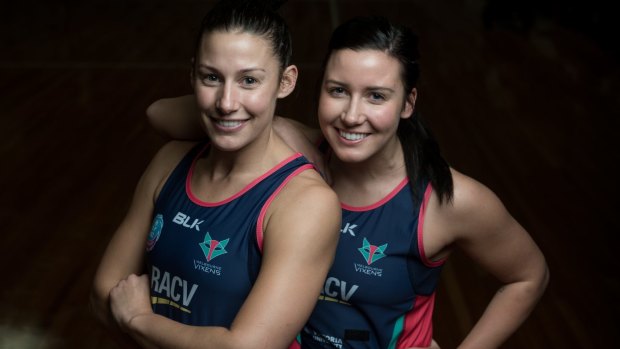 Melbourne Vixen Madi Robinson with sister and teammate Kelsey Browne.