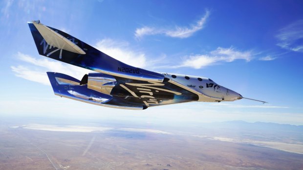 The VSS Unity craft during a supersonic flight test in May.
