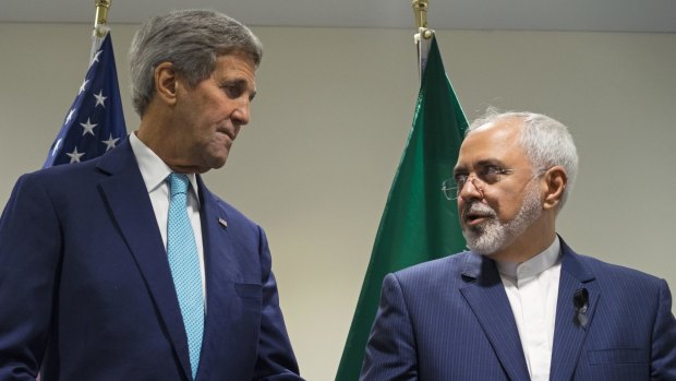 US Secretary of State John Kerry meets with Iranian Foreign Minister Mohammad Javad Zarif at United Nations headquarters in September. 