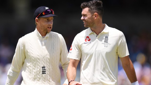 Anderson and English captain Joe Root (L) have endured a torrid trip to Australia. 