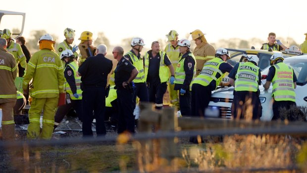 The scene of the crash that killed three elderly people at Ardmona in June. 