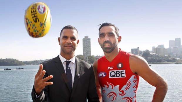 A fine pair: (From left) Michael O'Loughlin and Adam Goodes started the Go Foundation, which gains school scholarships for Indigenous children.