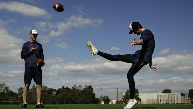 Berry during punt training in Brisbane.