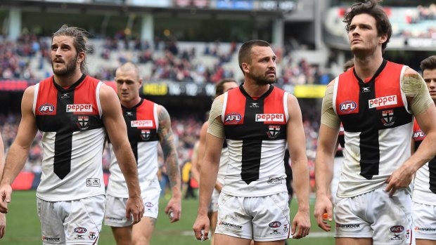 Saints players Josh Bruce, Jaryn Geary and Dylan Roberton are part of a strong nucleus for the future.