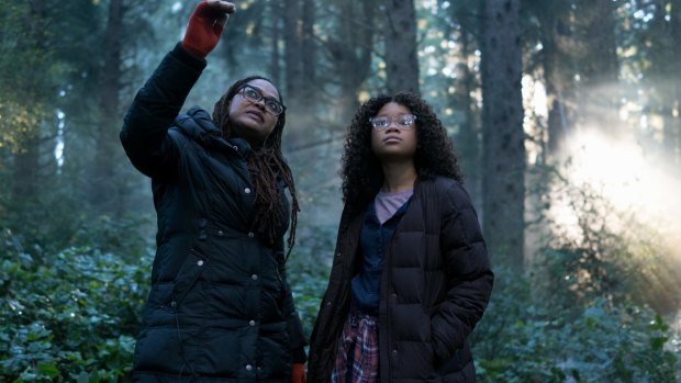 Director Ava DuVernay with Storm Reid on the set of A Wrinkle in Time