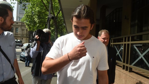 Harun Causevic leaving Melbourne Magistrates Court on Thursday after pleading guilty to minor weapons charges.
