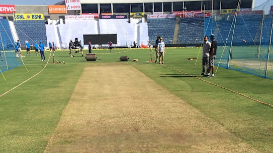 The Pune pitch is drier than a bone.