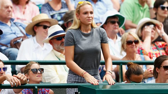 Kyrgios slur: Donna Vekic watches Stan Wawrinka in action at Wimbledon.