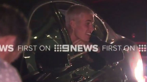 Justin Bieber greets fans in Brisbane.