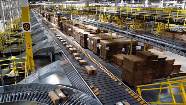 An Amazon fulfilment center in Baltimore. In Australia, the group has signed a lease in Dandenong South, Melbourne and is said to be looking at a Goodman Group site at Eastern Creek.