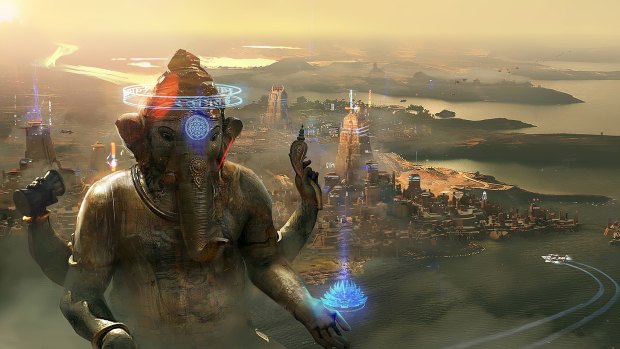 This city beneath a statue of Genesha appears identically in the game's art, trailer and early tech demo.