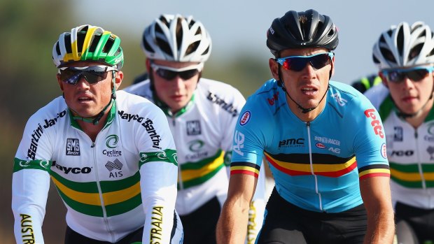 Hoping for a big finish:  Simon Gerrans (left) preparing for the world championships.