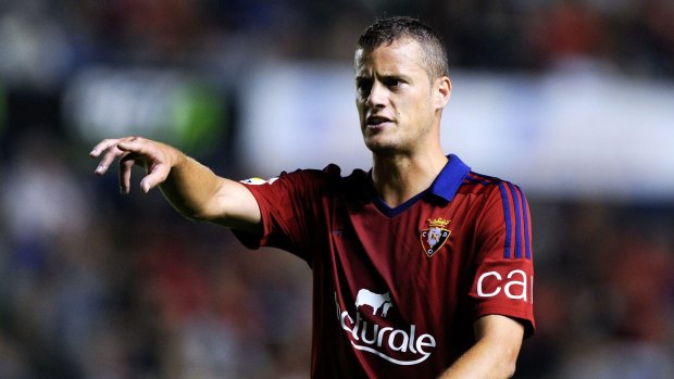 Strike power: Oriol Riera in action for Osasuna.