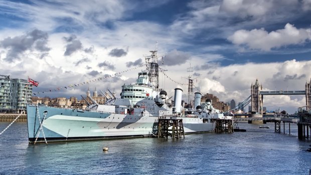 HMS Belfast warship is the British Royal Navy's last surviving cruiser and the largest preserved in Europe.
