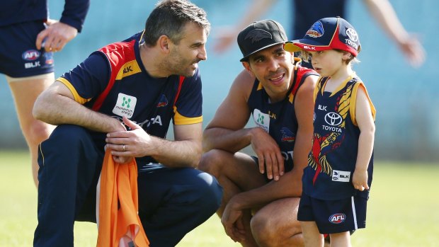 Betts' son Lewis, right, calls his dad by his full name when he tries to recreate the miracle goal.