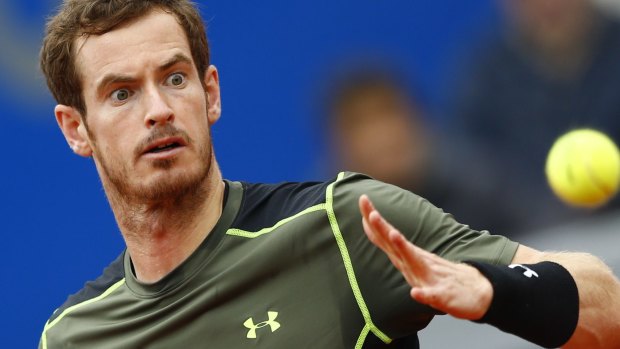 Riled: Andy Murray  during the quarter-final match against Lukas Rosol.