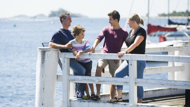 ACT Liberal leader Jeremy Hanson and his family, wife Fleur and sons Robbie,8, and Will,15, on holiday at Batemans Bay.