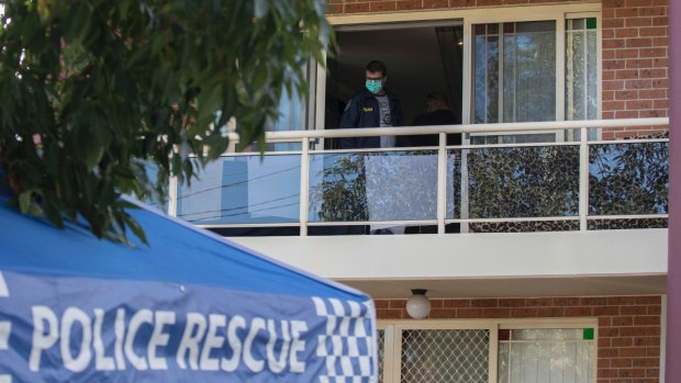 Bomb squad officers and heavily armed police searched a unit on Sproule Street, Lakemba, following the arrest of four men.