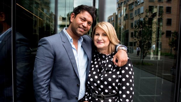 Real life son and mother, Saroo and Sue Brierley, whose story is told in the film <i>Lion</i>.