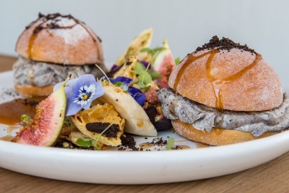 Cookies-and-cream doughnut sandwiches.