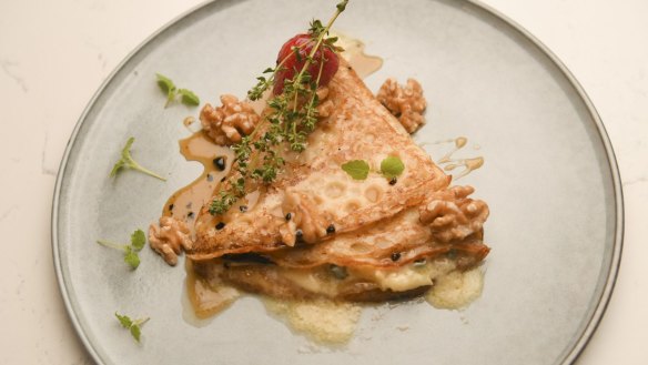 Crepe of the day might be filled with blue cheese, walnuts and truffled honey.