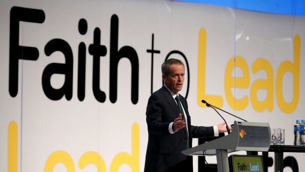 Opposition Leader Bill Shorten at the National Catholic Education Commission Conference in Perth.