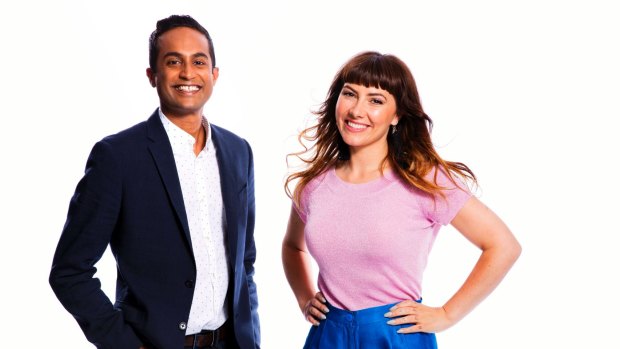 Perfectly agreeable: Ella Hooper and News 24 presenter Jeremy Fernandez hosted the ABC New Year's Eve telecast.