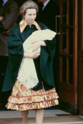 Princess Anne leaves St Mary's Hospital, Paddington, with her three day-old baby daughter, Zara Phillips, London, 18th May 1981.