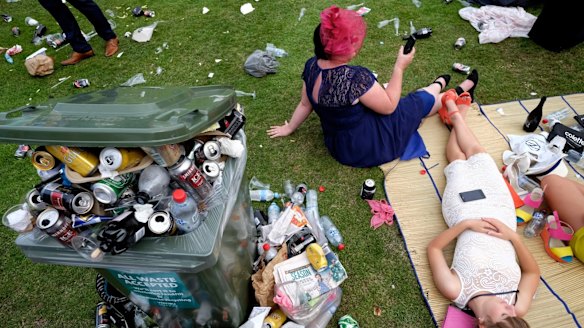 Bins overflow at Flemington.