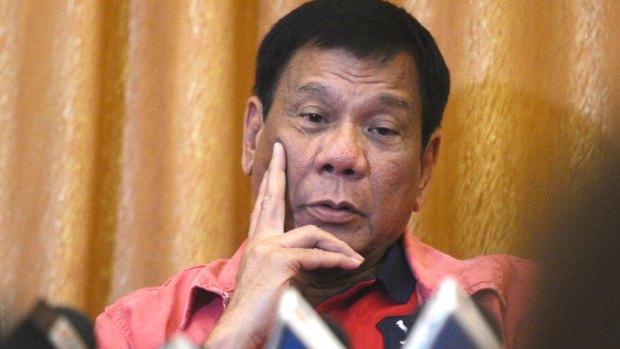 Rodrigo Duterte answers questions from the media last month.