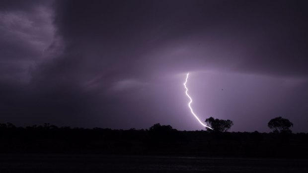 Lightning strikes near Cobar on Wednesday evening.