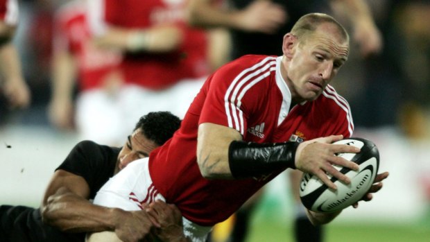 Brave Lion: Gareth Thomas scores for the British and Irish Lions against the All Blacks in 2005.