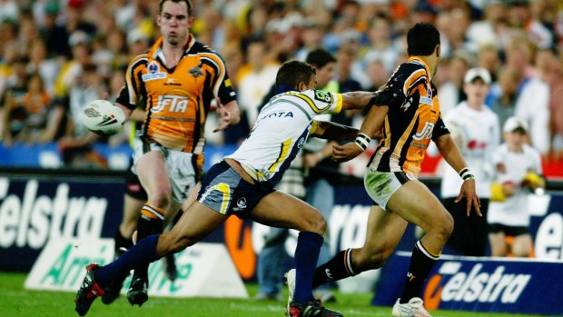 Career highlight: Benji Marshall's flick pass to put Richards away for a try in the 2005 NRL grand final.