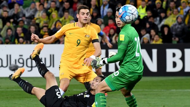 Tomi Juric and one of the missed opportunities that cost the  Socceroos dear.