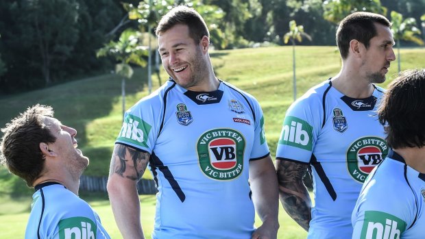 Happy days: Trent Merrin is delighted not to have been given the Origin axe.