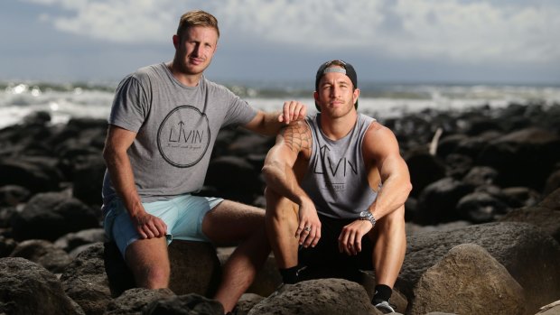 Casey Lyons, left, and Sam Webb together started a group called 'Livin'' after one of their mates committed suicide.