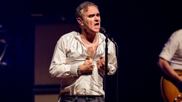Morrissey performing at the Sydney Opera House for Vivid 2015.