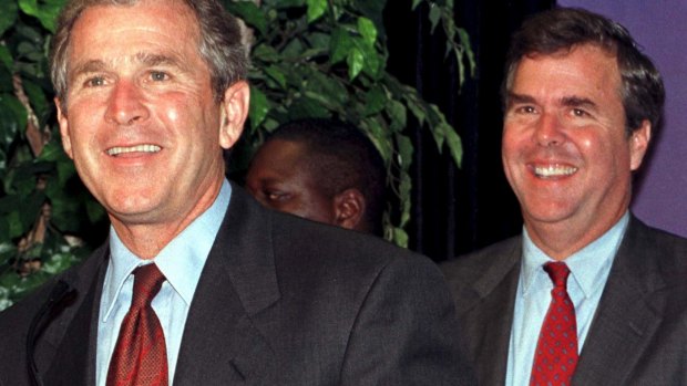 Texas governor George W. Bush, left, and his brother, Florida governor Jeb Bush in Florida in 1999.
