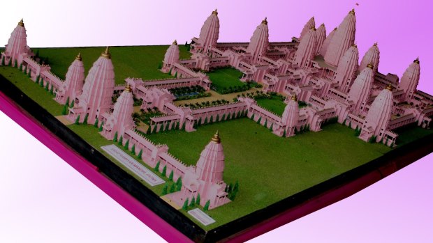 A diagram of the proposed Viraat Ramayan Mandir temple in Bihar, India.