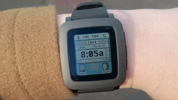 A different kind of Apple Watch: Pebble Time's e-paper display looks great and lets the device last for days. Plenty of retro-looking watchfaces with little regard for copyright is a bonus.