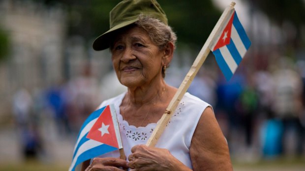 Esther Sanchez, 74, waits for Castro's funeral procession as it makes its way across Cuba on a four-day journey.