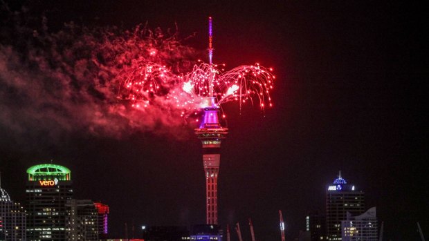 Auckland Sky Tower kicks off New Year's around the globe.