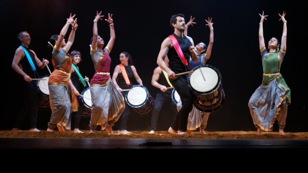 Taiko drummers and Indian dancers perform Chi Udaka.