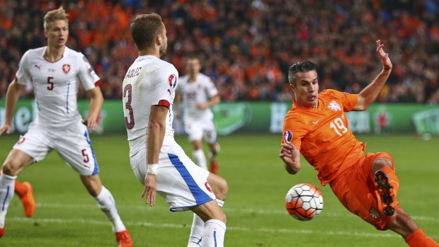 On the slide: Netherlands' Robin van Persie scored an own goal against the Czechs.