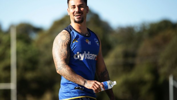 Caught in the middle: Parramatta hooker Nathan Peats.