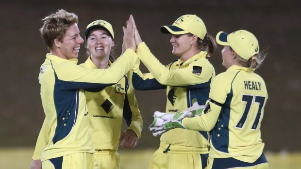 Salvage job: Elyse Villani helped Australia claim a draw after South Africa looked on the way to a win.