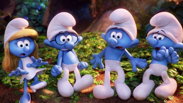 Male Smurfs get character traits such as 'brainy', while Smurfette (left) is ... a Smurfette.